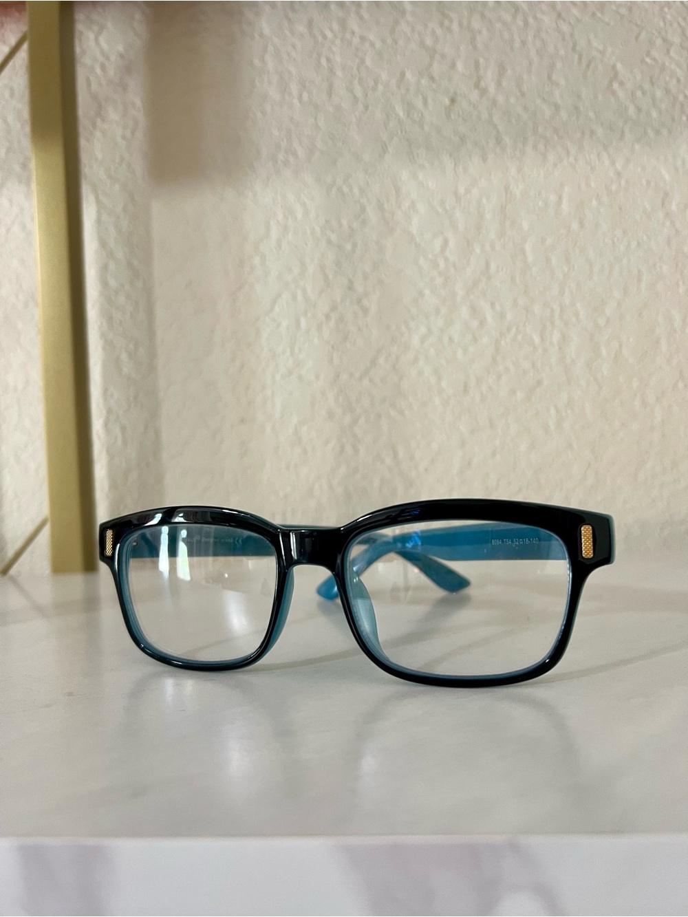 Cyrus Blue Light Blocking Black and Teal Rectangular Glasses